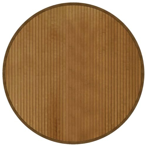 XHNIFBN Bambusteppich Rund 80 cm, Wohnzimmer Teppich aus Naturmaterial, Rutschfester Bodenbelag, Strapazierfähiger Teppich für Flur und Schlafzimmer, Braun