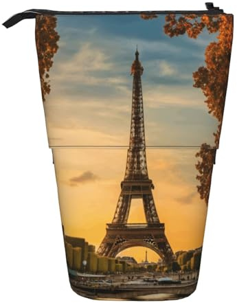 ERhoug Trousse à crayons avec imprimé Tour Eiffel Paris Automne - Porte-stylo télescopique - Pochette de papeterie sur pied - Organisateur mignon pour bureau, maquillage, cosmétiques