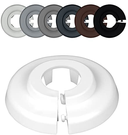 FUX Copri Tubi Termosifoni - 6 Rosette per Termosifone 22mm, Bianco (RAL 9016) - Copertura per Tubi Riscaldamento, Rosette Termosifoni, Accessori Termosifoni