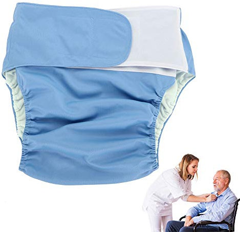 Windelhosen gegen Inkontinenz für Erwachsene, Adjuatable Incontinent Care Tuch Windel, Waschbar Wiederverwendbar und Verstellbar Windel Inkontinenz-Hygieneartikel für ältere Menschen (Blau)