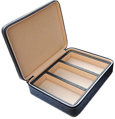 Beaufort 3 Slots PU Leather Eyeglasses Storage Box Sunglasses Box Jewelry Display Case Watch Box for Women Men