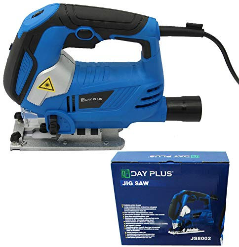 Electric Jigsaw Cutting Saw Machine Pendulum Jig Saw Laser Guide Six Speed Control Aluminium Base Corded for Wood Metal Plastic 800W - Note: No Blades