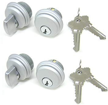 McAvory Storefront Door Commercial Mortise Lock Cylinder & Thumbturn, Adams Rite Style Cam, in Aluminum (2 Sets, Matching Keys)