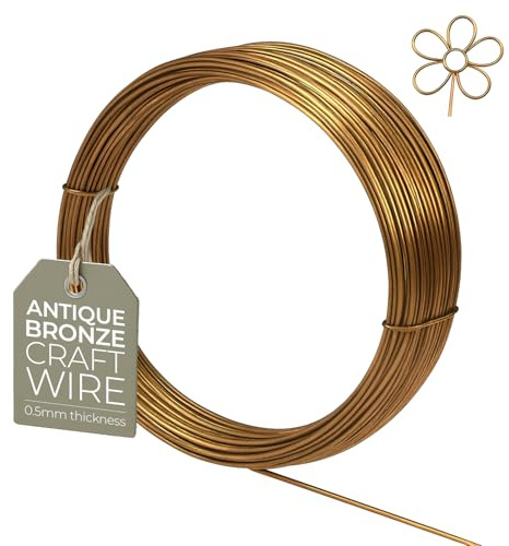 The Bead Shop Basteldraht Antikbronze 0,5 mm - Schmuckdraht Bronze, dünner Draht zum Basteln & Wickeln - Kupferdraht für Schmuckherstellung, Wire Wrapping & Häkeln - Draht Bronze, 15 m