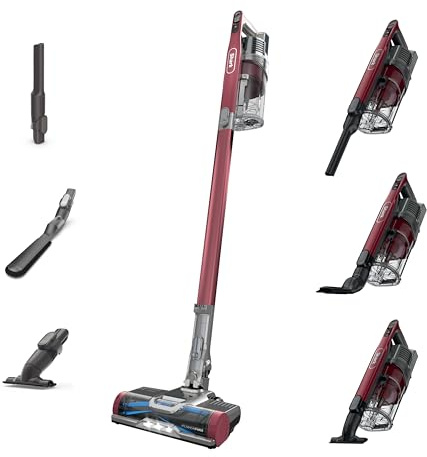 Shark Cordless Vacuum Cleaner, HEPA Filter, Lightweight, Portable, Rechargeable, Pet Hair Pickup, Removable Handheld, Crevice, Upholstery & Dusting Brush Included, 40-min runtime, Red, IZ362H