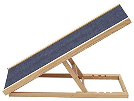 B-D Hunderampe für Auto Höhenverstellbar Hunderampe für Auto für Großen Hund Haustier Rampe mit Rutschfestem Teppich Hölzerne Haustierleiter,H30/40/50/60cm