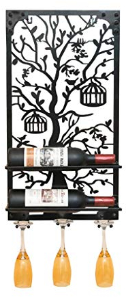 Weinregal Schwarz Wandhalterung Weinregal Startseite Flaschenhalter Lagerung Dekorative Wand befestigtes Weinregal Stem Glashalter Wine Storage Rack Flaschenregal ( Color : Black , Größe : 2 bottles )