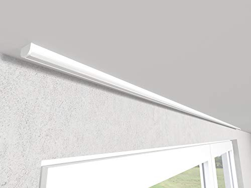 Market-Alley Vorhangschiene Aluminium Weiß/Schwarz Gardinenschiene ; B 1-läufig ; 120cm-600cm. Für Kräuselband Gardinen oder Schiebevorhang (nur Weiß Gardinenschiene ; 160cm) | Weiß/Schwarz Gardinenschiene ; B 1-läufig ; 120cm-600cm. Für Kräuselband Gardinen oder Schiebevorhang
