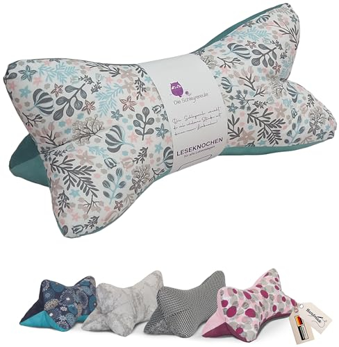 Leseknochen Nackenkissen Blumen bequem und waschbar! Handgestopft und genäht in Deutschland - Nutzbar als Nackenrolle Kissen Nackenrolle (Frühlingsblume Mint)