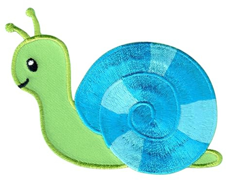PatchMommy Schnecke Aufnäher zum Aufbügeln für Kinder, 6,5 x 9 cm | Gesticktes Bügelbild, Patch & Applikation für Baby- und Kinderkleidung & Rucksäcke – zum Aufbügeln oder Aufnähen