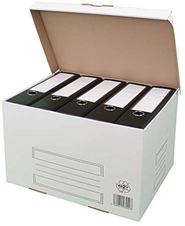 karton-billiger Archivschachteln Aktenkarton Archivkarton Archivbox mit Klappdeckel 10Stück - weiß