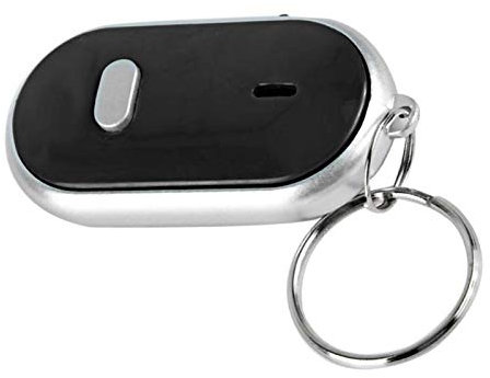 Localizzatore di chiavi, controllo vocale ABS Facile da usare 7 metri Dispositivo anti-smarrimento Fischietto Trova chiavi Tracciatore di chiavi con luce ad alta luminosità per borsa per(Nero)