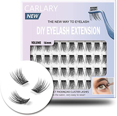 Lash Clusters, DIY Eyelash Extension, Reusable Volume Individual Lashes, Wispy Artificial Natural Look for Cluster Lashes, C Curl Lashes Pack (Volume-16mm)
