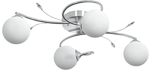 vidaXL Deckenleuchte mit Runden Glasschirmen Deckenlampe Hängelampe Hängeleuchte Pendelleuchte Lampe Leuchte Wohnzimmer für 4 G9 LED-Leuchtmittel