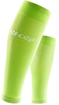 CEP - Ultraleichte Wadenärmel für Herren | Dünne Beinstulpen in Flash Green/Schwarz für exakte Wadenkompression | Größe IV | L