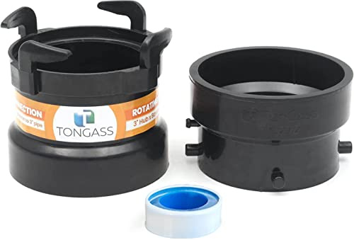 TonGass (Combo Pack) RV Sewer Hose Fitting Adapter to PVC, RV Sewer Connection & Termination Adapter - 3 Hub x Bayonet Hooks with Thread Seal Tape
