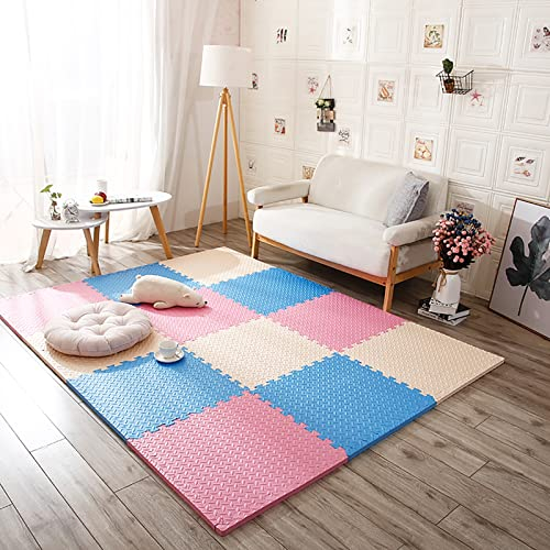 JYHCD 60X60cm Schaumstoff Spielmatte Mit Rand, 6/8/9/12Pcs Puzzlematte Baby Spieleteppich Wasserdicht Schaumstoffmatte Kinderteppich Kinder Puzzle Spielmatte,Gymnastikmatte,Q,8Pcs