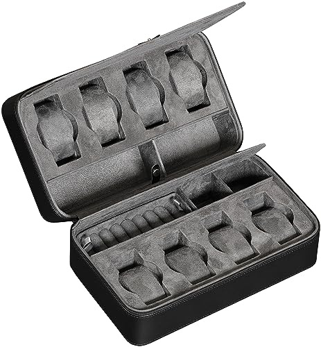 ROTHWELL Custodia da viaggio per 8 orologi e accessori | robusta protezione portatile con cerniera