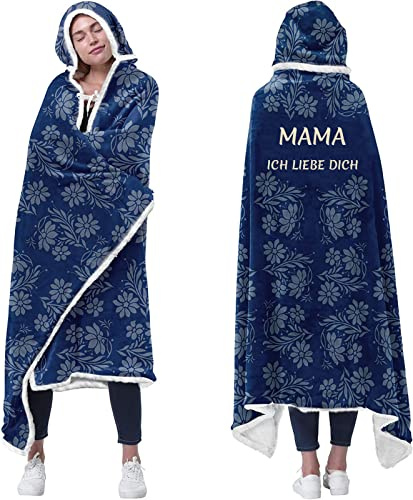 AOKILE Kuscheldecke Decke mit Ärmeln und Kapuze,Geschenke für Mama,Flauschige Hoodie Decke Damen warme Pullover Decke zum Anziehen Erwachsene,Geburtstag Decke, 120x180cm