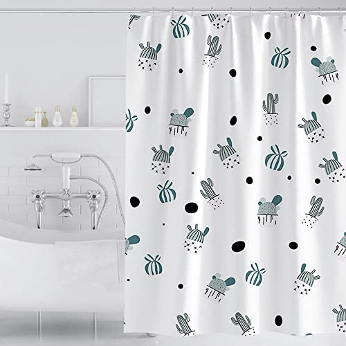 Lkw Ogechi 200 cm Weiß Polyester Badezimmervorhang Kaktus Muster, Extra Breit Duschvorhang Anti Schimmel Waschbar, Wasserdicht Duschvorhang für Badezimmer Dekor, mit Gewicht (300x200cm)