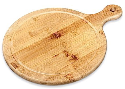 WILMAX - PLATEAU DE SERVICE AVEC POIGNÉE 43,5 X 33 CM - Plateau en bois - en bambou- Planche à découper - Plateau à fromage - Cloche à fromage - Planchette pour le petit-déjeuner, de cuisine