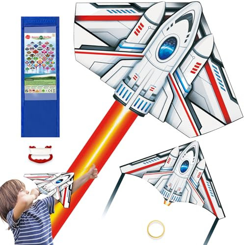 TCVENTS Drachen, 2 Stück, Raketen-Flugzeugdrachen mit Mini-Launcher, Spielzeug, leicht zu fliegen, Drachen für Kinder im Alter von 4–8, 8–12 Jahren, Geschenkdrachen für Erwachsene mit 100 m Schnur für