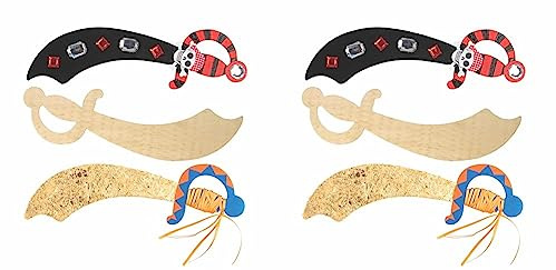 Baker Ross EF695 Ross Piratenschwerter aus Holz für Kinder zum Dekorieren - für Kindergeburtstag und Party (4 Stück), 28 cm (Packung mit 2)