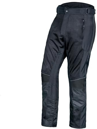 WICKED STOCK Men's Summer Motorcycle Pants-44 inch Waist, Black, CE Rated Armor, Mesh, All Seasons, Reflective