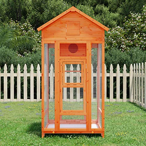 Homgoday Große Vogelvoliere aus Kiefernholz mit Nistkasten, 91,5x53x170 cm, braun - Outdoor-Schutz Model172252