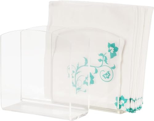 BlingSoul Clear Napkin Holder (Pack of 2) - Transparent Tissue Holder Kitchen Countertop, Dining, Office Table