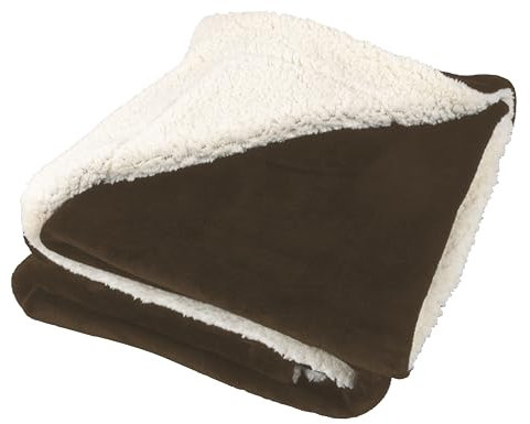 Sunlusso Sherpadecke mit Coralfleece, 200 GSM - Braun, 130 x 150 cm - leichte Kuscheldecke für Paare, doppellagig - Tagesdecke Felloptik - Couchdecke, Pelzimitatdecke, Felldecke, Fleecedecke