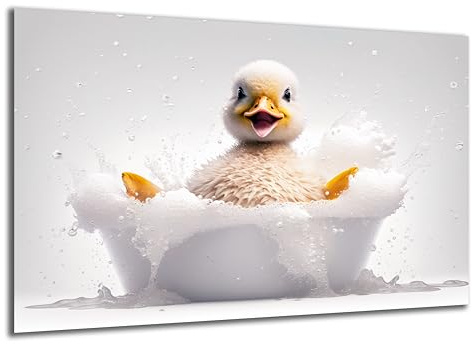 DARO Design - Toiletten-Bild auf 6mm HDF 30x20 cm Baby Ente in der Badewanne - Wand-Deko Bilder Lustiges Geschenk