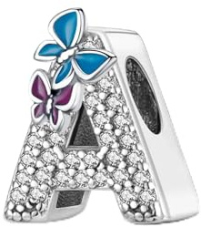 Symretie Damen Rose Gold Charm Anhänger mit Buchstaben A-Z Charms Kompatibel mit Europäischen Armbänder und Halskette