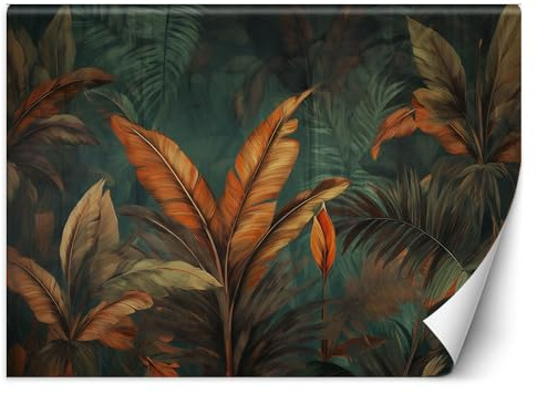 Feeby - Carta Da Parati - Fogliame Natura 350x245 cm arancione 3D, Decorazione Murale Moderna Per Camera Da Letto, Soggiorno, Ufficio, Moderna Con Lusso Ed Eleganza. Giungla esotico Motivi XXL
