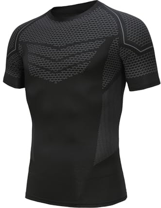 AMZSPORT Maglia a Manica Corta Compression da Uomo Sport Palestra