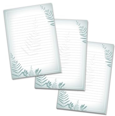 3 Briefblöcke Motiv Natur Eukalyptus Blättern Briefpapier für Jungen Mädchen Kinder und Erwachsene Schule Notizen (3 Blöcke A4 mit je 25 Blätter)
