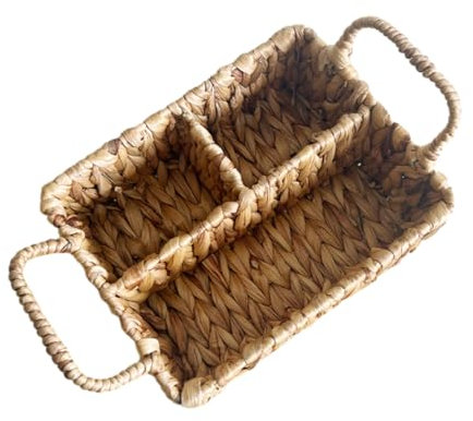 Cabilock Cestino Portaoggetti Intrecciato Con Manico Cestino Decorativo A 3 Scomparti Per Casa Cucina Bar Feste