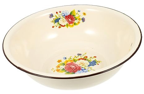 HOLIDYOYO 1pezzi Bacinella Smaltata Per Uso Domestico Vintage Per Impasti e Lavaggio Multipurpose Vintage Mixing Basin in Smaltato Accessori Cucina Pratici e Resistenti Stile Random