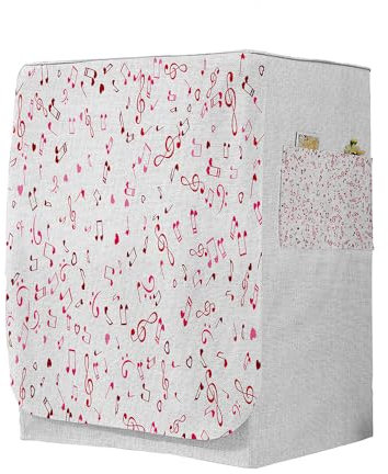 Odot Copri Lavatrice Esterni, Coprilavatrice da Esterno Antipolvere Anti Sunlight, Copertura per Lavatrice e Asciugatrice con Aperture Frontali (M-capacità 8-10 kg,Note di Rosa)
