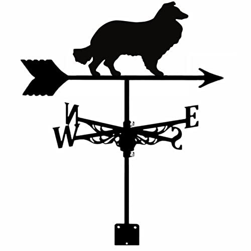 LaYiQimn Wetterfahne Dach-Windfahne, Hunde-Silhouette, Wetterfahne, Retro-Gartenpfahl, Metall-Windrichtungsanzeiger mit Montagehalterung für Garage, Kuppel, Scheunen-Dekor