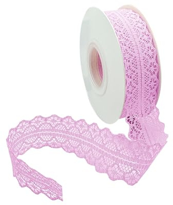 Vordpe Spitzenband, Borten und Bänder zum Nähen, Vintage Spitzenband Breit 3cm, Schleifenband Hochzeit Spitze-Borten für DIY Hochzeit Tischdeko Basteln Geschenkband (23m/Rolle, Hellrosa)