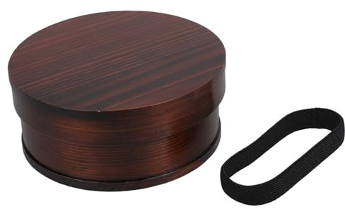 Ciieeo Boîte à Lunch Japonaise Ronde Bois De Style Rétro Conteneur Alimentaire Élégant Et Sûr Capacité Importante Pour Repas Et Pique-
