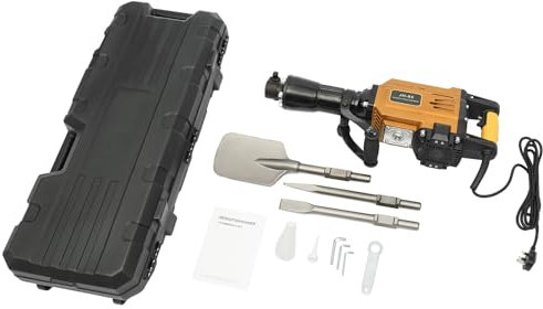 Electric Demolition Jack Hammer 1700W 220V Heavy Duty Breaker with 3 Chisels (Flat/Point/Scraping) Anti-Vibration Handle for Concrete Removal Trenching Patio Demolition Etc