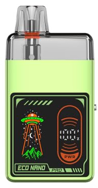 ECO NANO PRO Kit Va-poresso Batteria 1000mAh (Verde smeraldo) Modalità Potenza/ECO Flusso d'aria regolabile 6 ML Cartuccia ECO Nano Resistenze integrate E-Cigarette Originale - No Nicotine