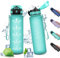 Sportflasche 1L, Wasserflasche mit Strohhalm, Trinkflasche Auslaufsicher, Sport Wasserflasche mit Zeitmarkierung, Kohlensäure Geeignet, Trinkflasche Groß für Fitness, Yoga, Outdoor, Fahrrad