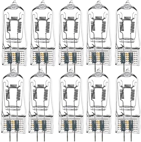 BOLLUMA Ampoules Halogènes 650W 240V 3400K BVM 64540 Ampoule Halogène au Tungstène, Capsule Transparente 2 Broches Blanc Chaud sans Scintillement, Idéales pour la Photographie, 10 Paque