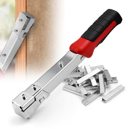 Hammertacker 1 x Schlagtacker mit 1000 x Klammern - Handtacker Tackerpistole für Klammern Typ 140, 6-10mm - Schlagtacker inkl. 1000 Stück Klammern
