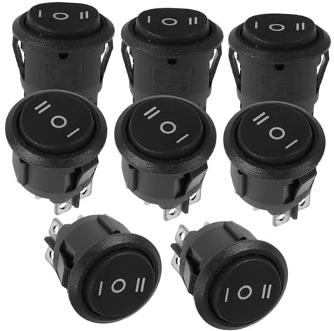MOLUCKFU Interrupteur à Bascule Rond Facile à Installer Matériau Pa Noir 6 Broches 3 Positions Lot de 8 Pièces pour Contrôle Flexible pour Voiture