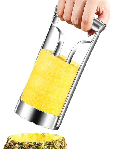 Découpe-Ananas Professionnel | Coupe-Fruits Multifonction | Dévideur 2-en-1 en Acier Inoxydable pour Légumes, Fruits, Ananas, Poivrons et Mangues