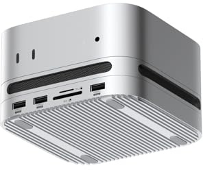 Hagibis Hub Mac mini M4 con alloggiamento SSD M.2 da 40 Gbps e supporto antipolvere, doppia docking station USB-C con custodia SSD NVMe, SD4.0, Micro SD 4.0, USB 3.2 da 10 Gbps per Mac mini M4 Pro